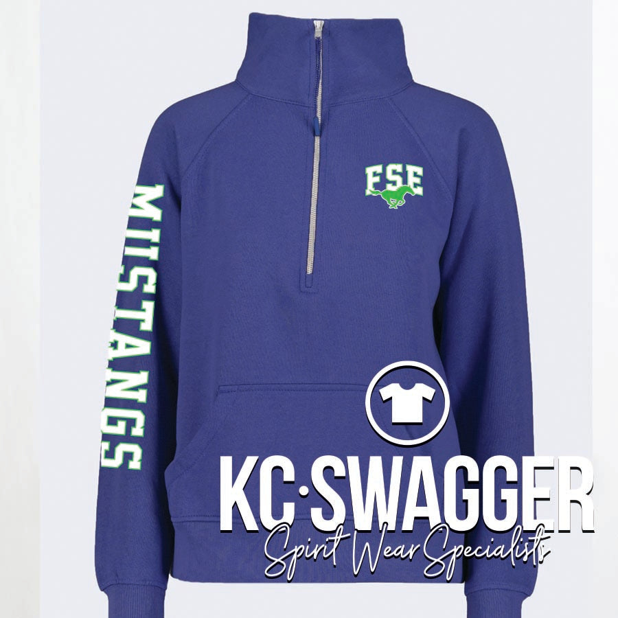 FSE MUSTANGS FUTURE DUSK ENZA LADIES BOXY HALF ZIP FLEECE