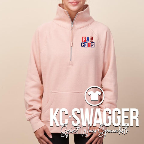 VSE FALCONS SILVER PINK LADIES HALF ZIP FLEECE (ADULT ONLY)