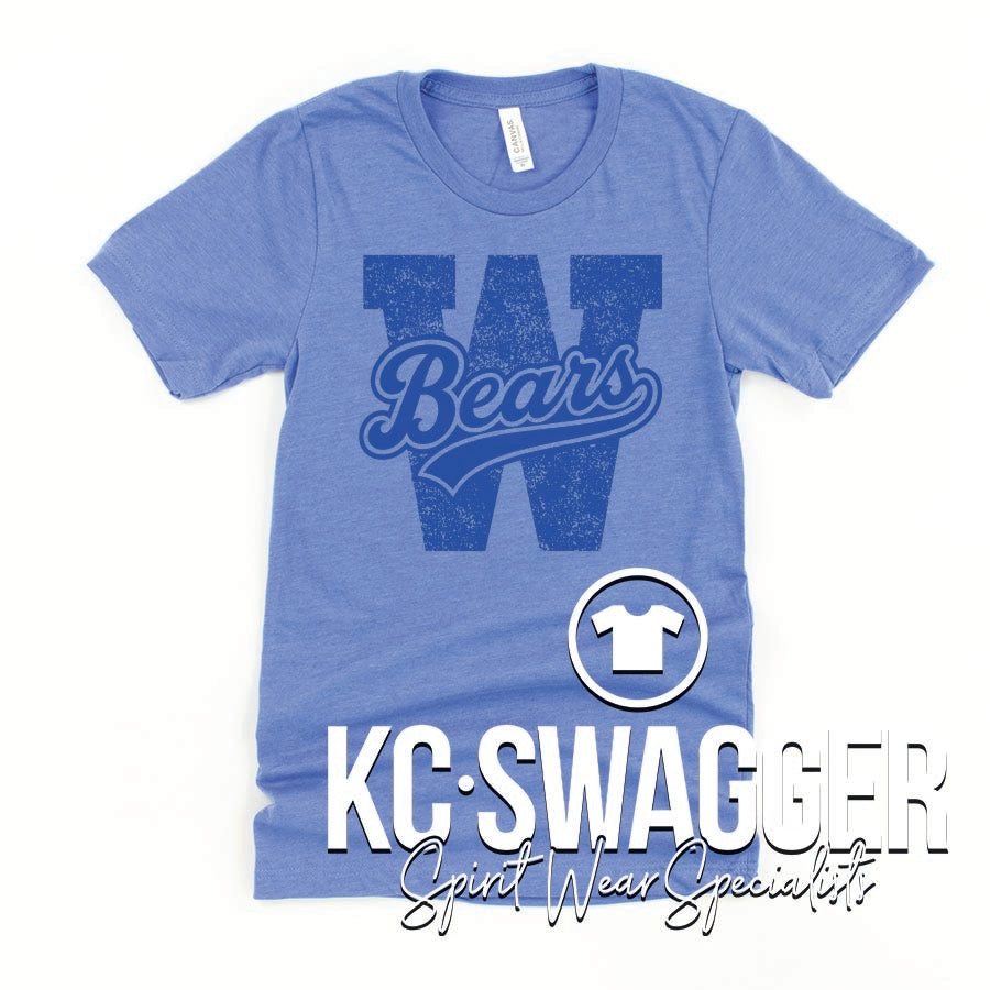 WLE BEARS HEATHER CO BLUE BELLA CANVAS TEE
