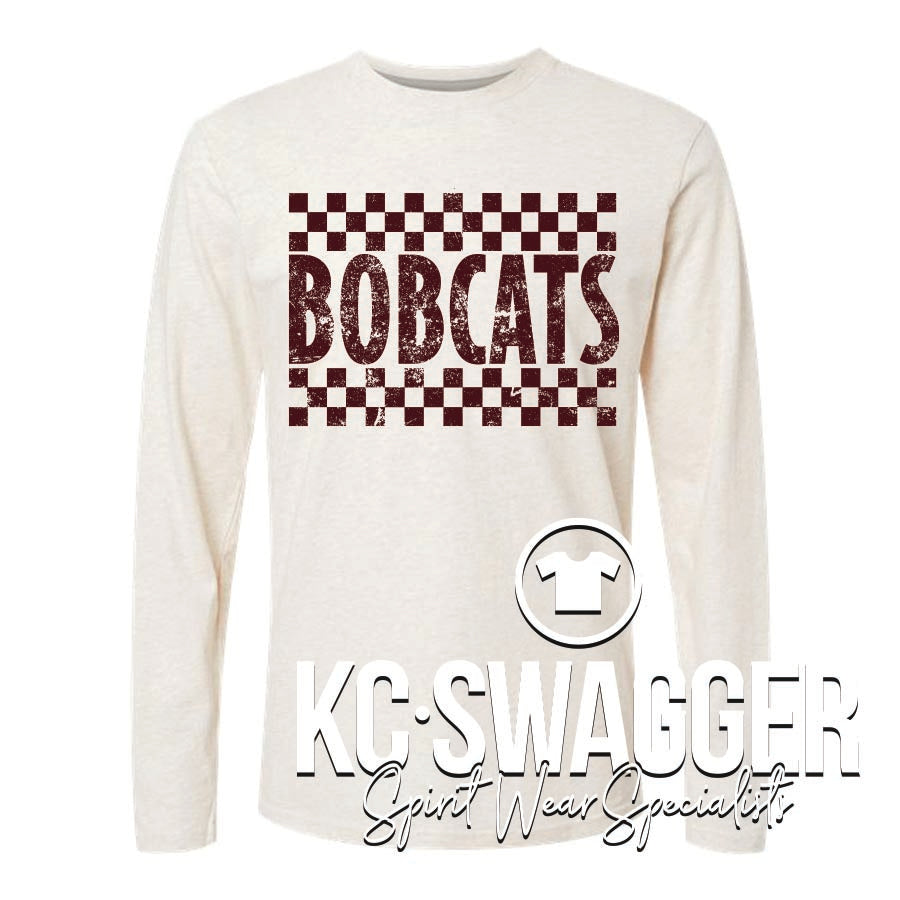 WBE BOBCATS NATURAL LONG SLEEVE BELLA CANVAS TEE