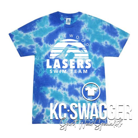 LAKEWOOD LASERS MULTI-BLUE COLORTONE UNISEX TIE DYE TEE