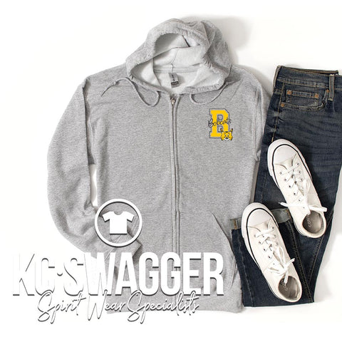 BBE BOBCATS SPORT GRAY GILDAN FULL ZIP HOODIE