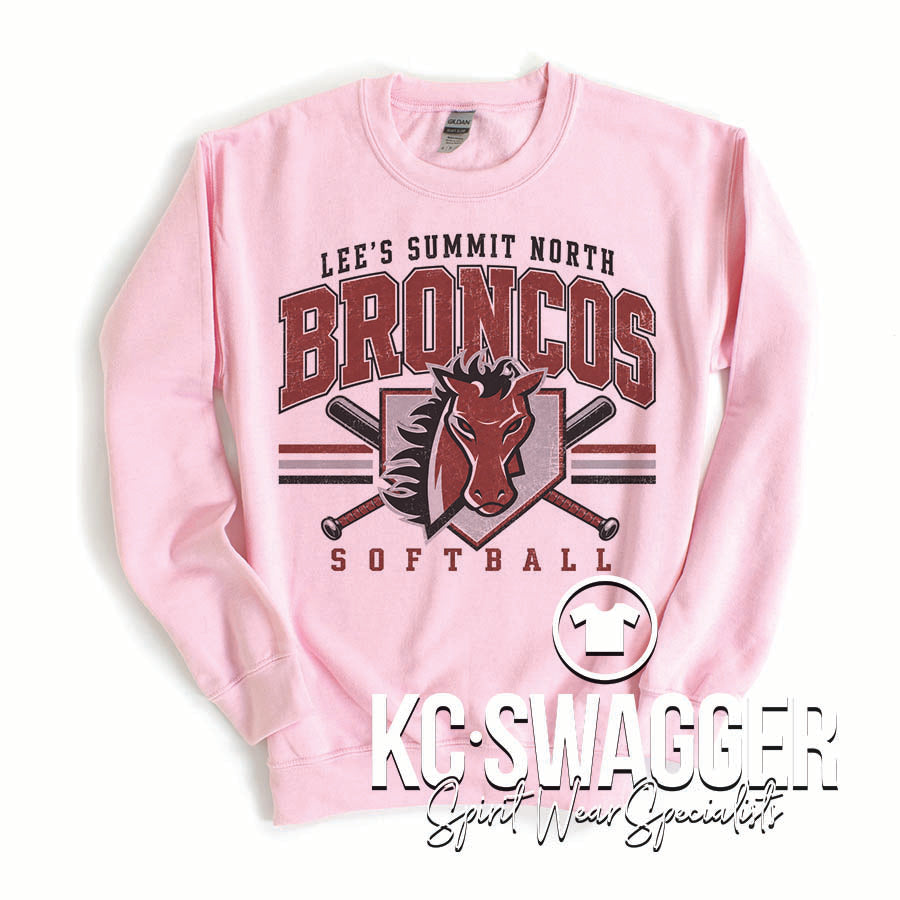 LSN SOFTBALL LIGHT PINK GILDAN SWEATSHIRT