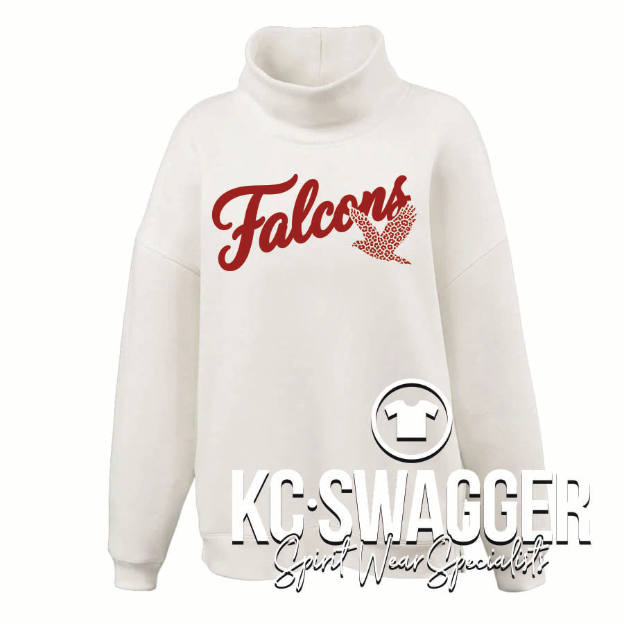 VSE FALCONS CREAM PENNANT JULIET MOCKNECK FLEECE SWEATSHIRT
