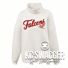VSE FALCONS CREAM PENNANT JULIET MOCKNECK FLEECE SWEATSHIRT