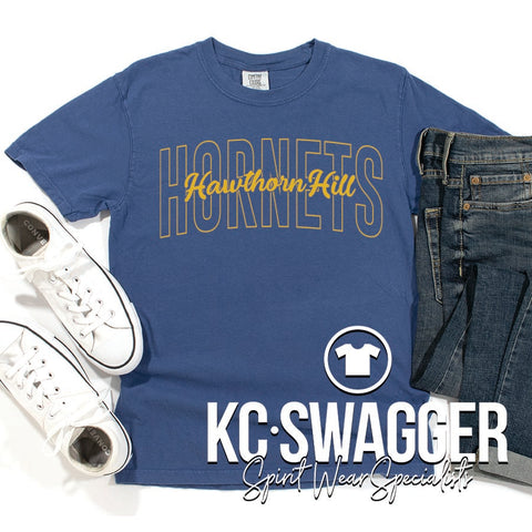HHE HORNETS CHINA BLUE COMFORT COLORS TEE