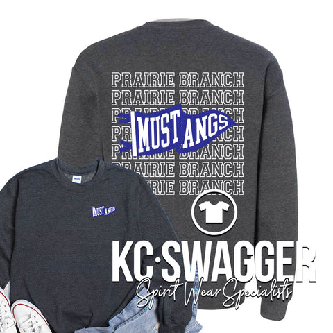 PBE MUSTANGS HEATHER CHARCOAL GILDAN SWEATSHIRT