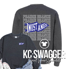 PBE MUSTANGS HEATHER CHARCOAL GILDAN SWEATSHIRT