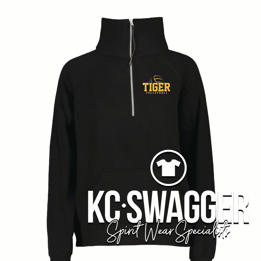 PLMS VOLLEYBALL BLACK ENZA GIRLS AND LADIES HALF ZIP FLEECE