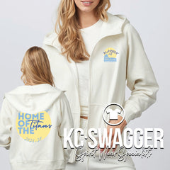 LSW YEARBOOK BLEACHED LINEN ENZA LADIES RELAXED FULL ZIP HOOD