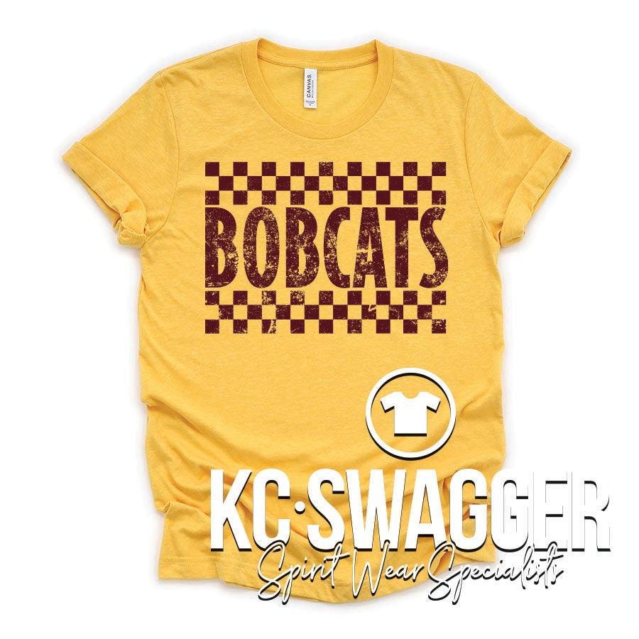 WBE BOBCATS HEATHER YELLOW GOLD BELLA CANVAS TEE