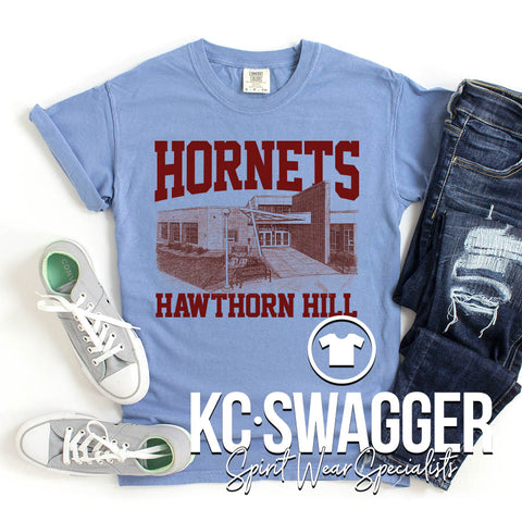 HHE HORNETS WASHED DENIM COMFORT COLORS TEE
