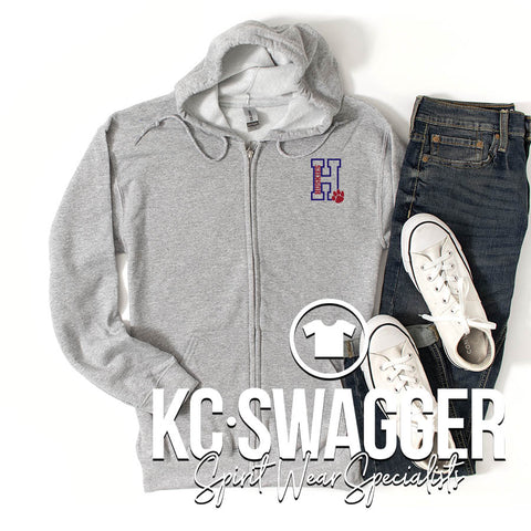HES HUSKIES SPORT GRAY FULL ZIP HOODIE