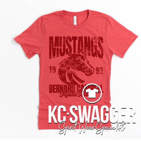 BCMS MUSTANGS HEATHER RED BELLA CANVAS TEE