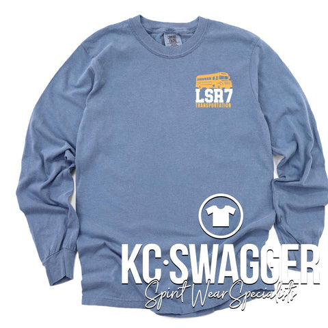 LSR7 TRANSPORTATION BLUE JEAN LONG SLEEVE COMFORT COLORS TEE