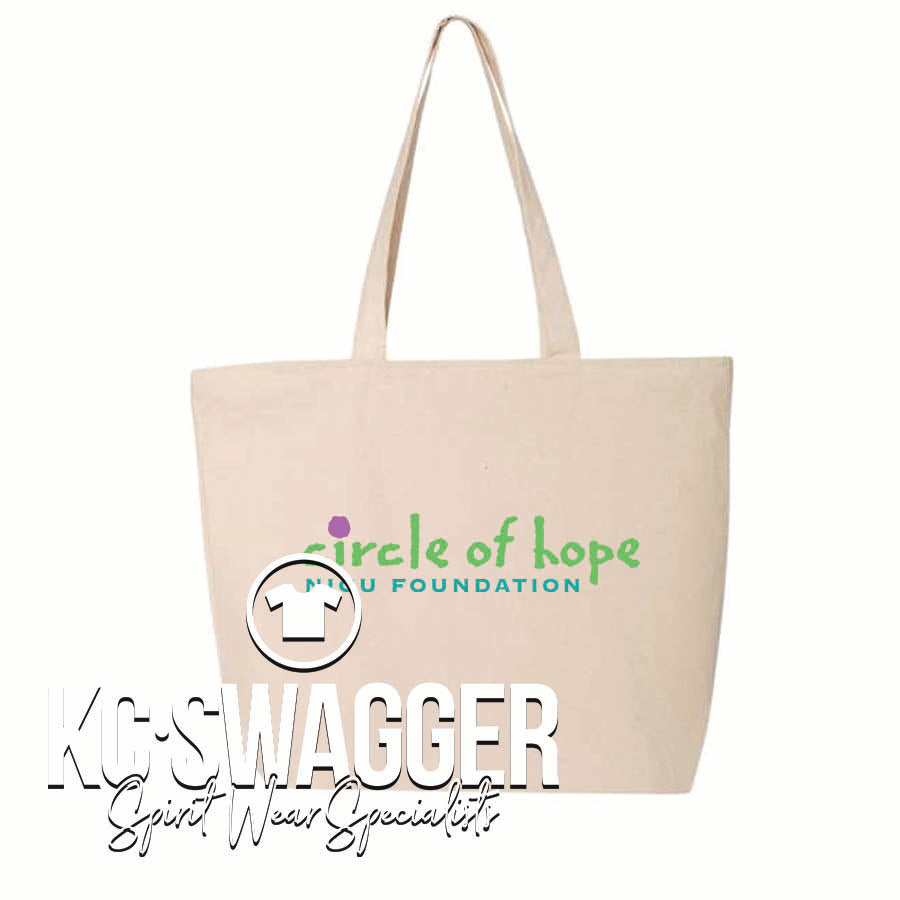 CIRCLE OF HOPE ZIPPERED NATURAL TOTE BAG