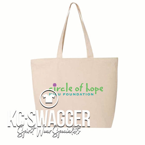 CIRCLE OF HOPE ZIPPERED NATURAL TOTE BAG