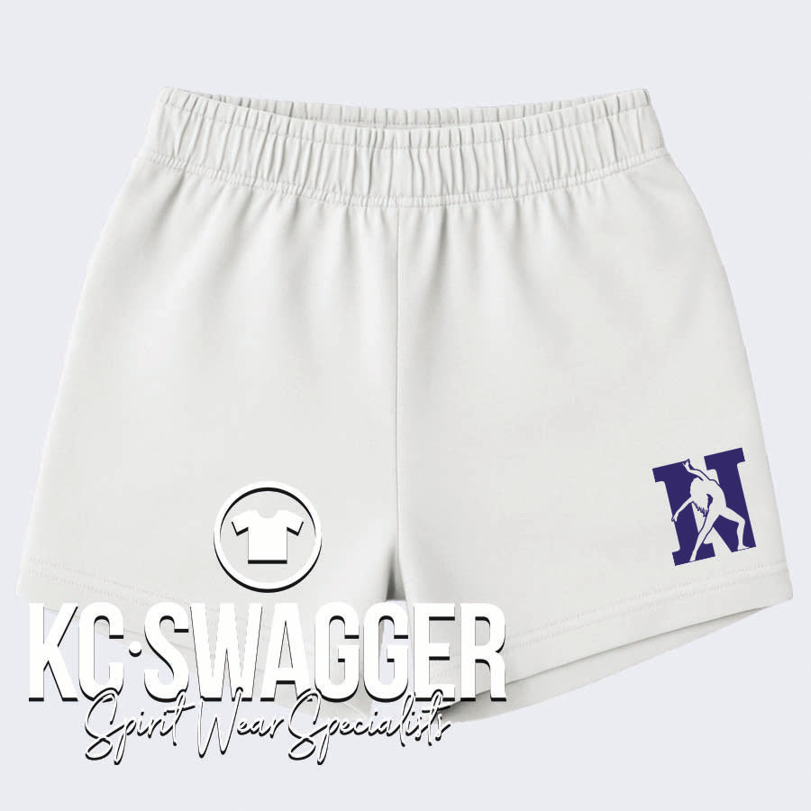NKC PURPLE DIAMONDS BLEACHED LINEN ENZA LADIES FLEECE SHORTS
