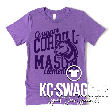 CME COUGARS HEATHER PURPLE BELLA CANVAS TEE