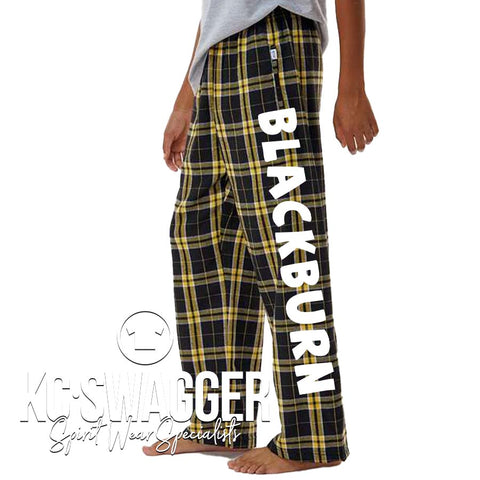 BBE BOBCATS BLACK AND GOLD FLANNEL PANTS