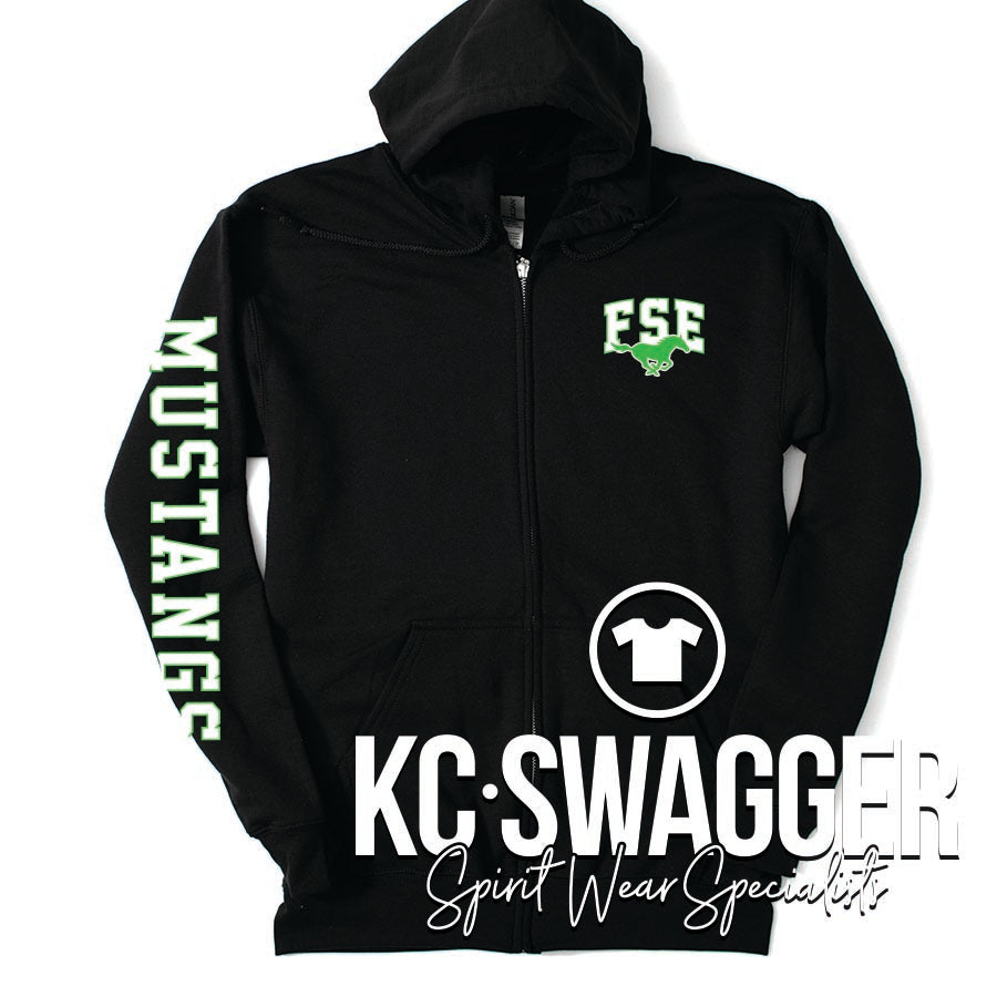 FSE MUSTANGS BLACK PORT AND CO FULL ZIP HOODIE