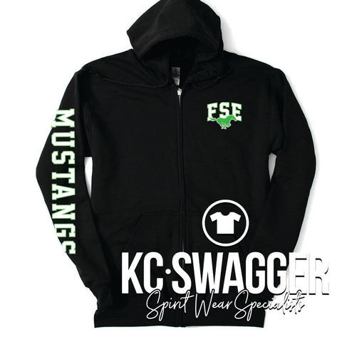 FSE MUSTANGS BLACK PORT AND CO FULL ZIP HOODIE