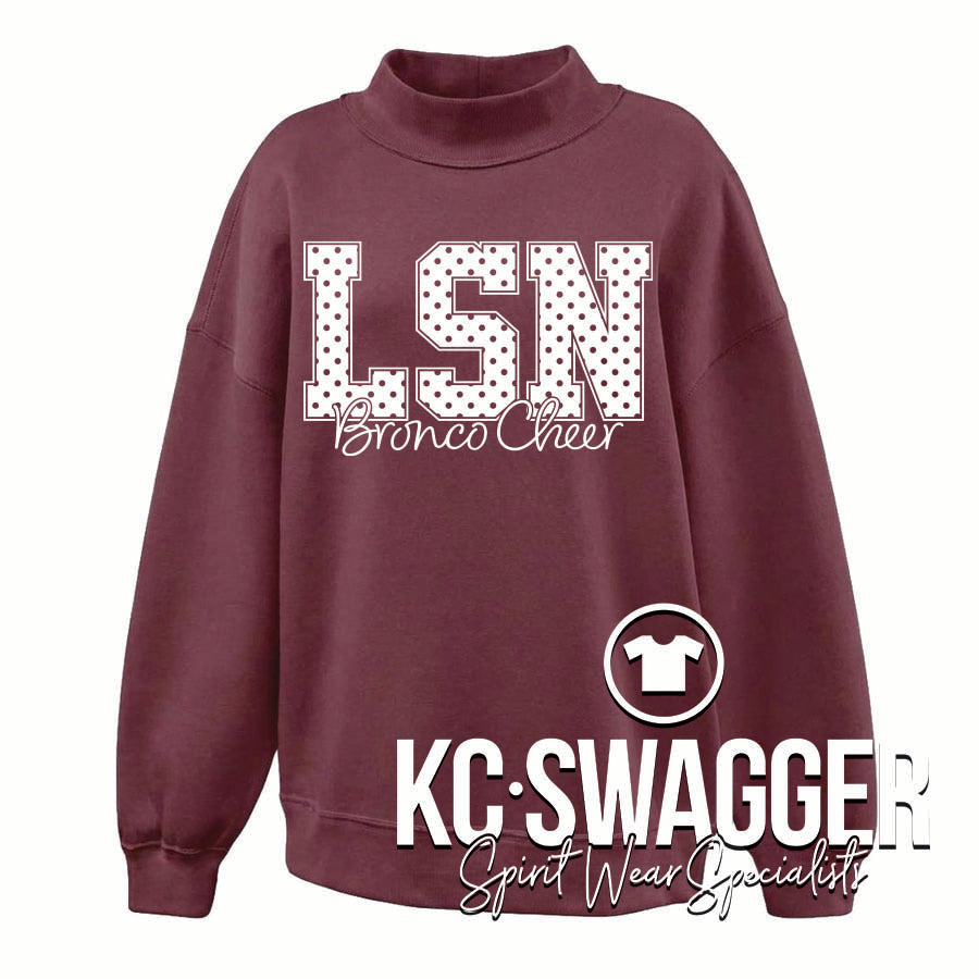 LSN CHEER MULBERRY PENNANT LADIES JULIET MOCKNECK FLEECE