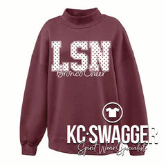 LSN CHEER MULBERRY PENNANT LADIES JULIET MOCKNECK FLEECE
