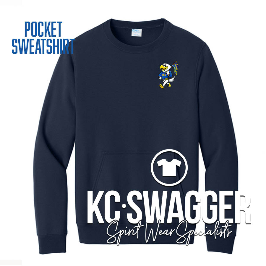 HGE HAWKS NAVY PORT AND CO POCKET SWEATSHIRT