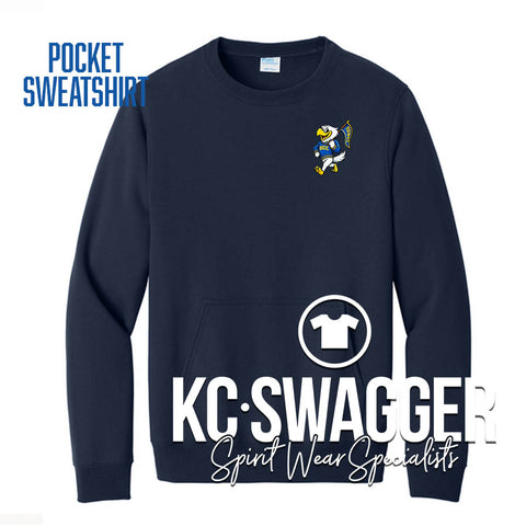 HGE HAWKS NAVY PORT AND CO POCKET SWEATSHIRT