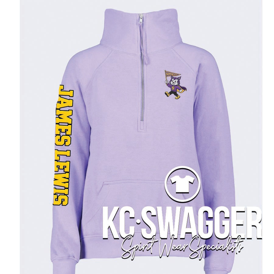 JLE SUPERCATS ORCHID GIRLS AND LADIES ENZA HALF ZIP FLEECE