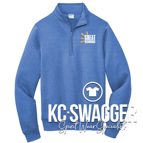 GREAT BEGINNINGS HEATHER ROYAL PORT AND CO QUARTER ZIP SWEATSHIRT