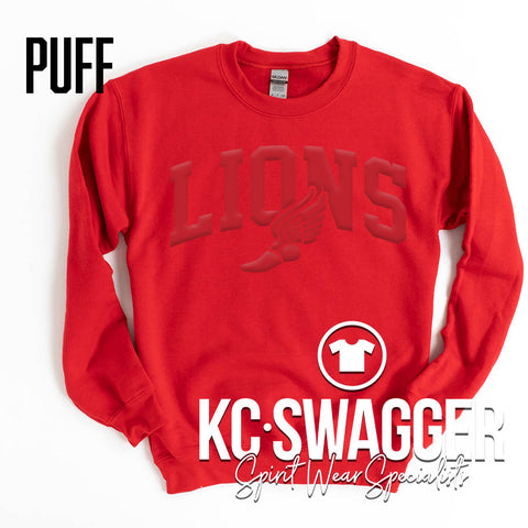 KC EAST LIONS RED GILDAN SWEATSHIRT