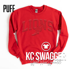 KC EAST LIONS RED GILDAN SWEATSHIRT