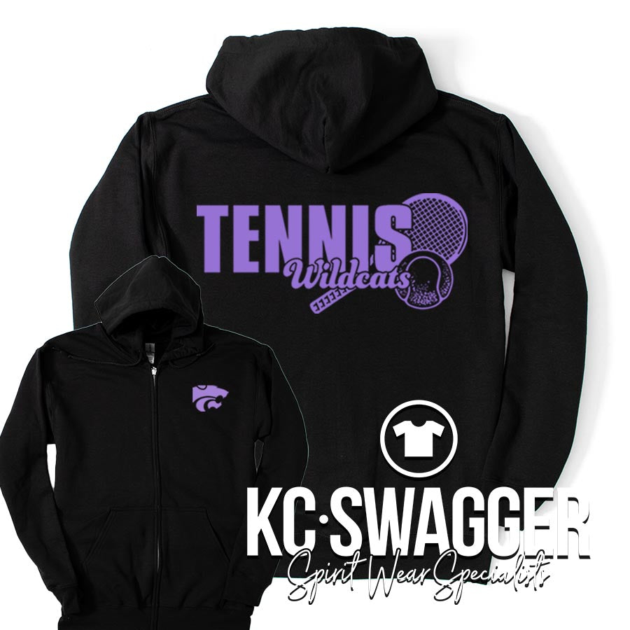 BSHS GIRLS TENNIS BLACK FULL ZIP PORT AND CO HOODED SWEATSHIRT