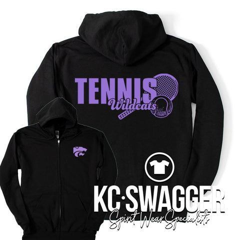 BSHS GIRLS TENNIS BLACK FULL ZIP PORT AND CO HOODED SWEATSHIRT