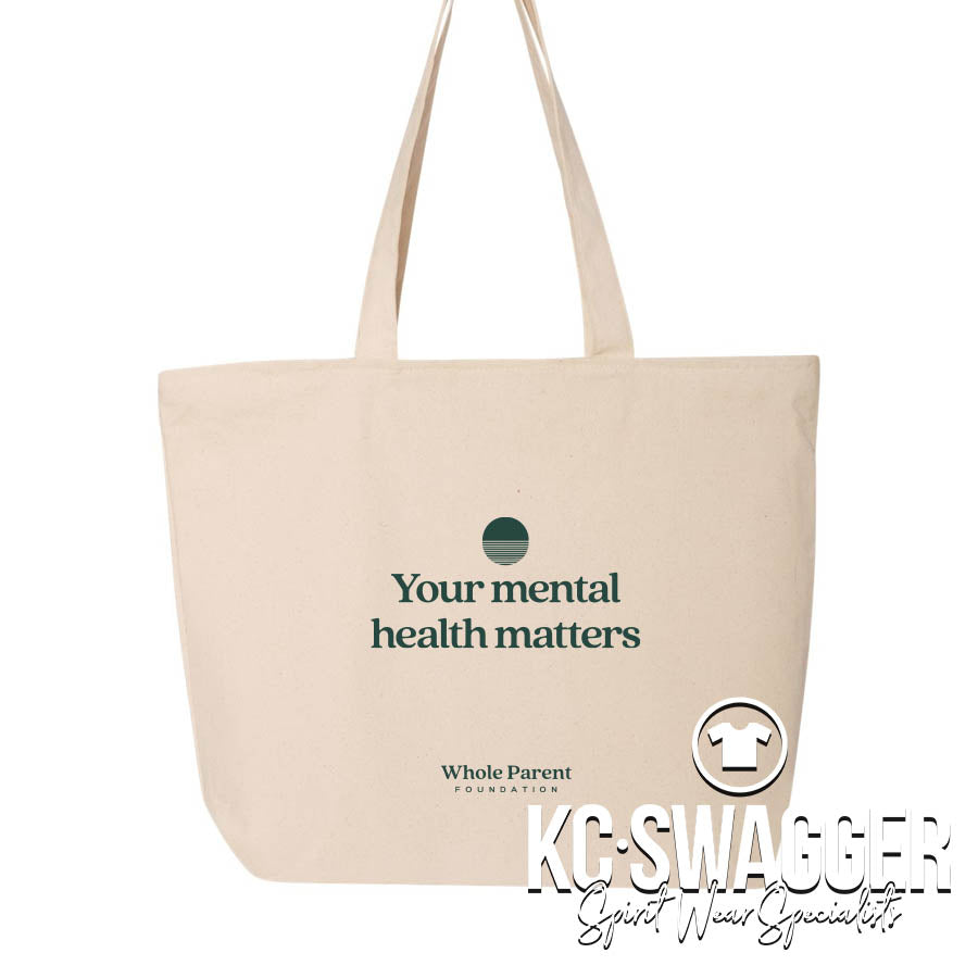 WHOLE PARENT FOUNDATION NATURAL ZIPPERED TOTE