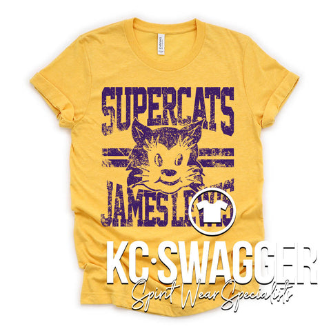 JLE SUPERCATS HEATHER YELLOW GOLD BELLA CANVAS TEE