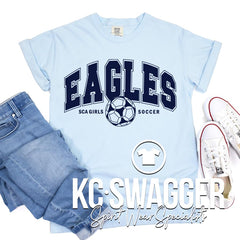 SCA GIRLS SOCCER WASHED DENIM COMFORT COLORS TEE