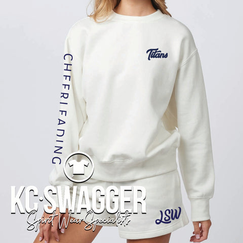 LSW CHEER LINEN ENZA LADIES BOXY CREWNECK SWEATSHIRT