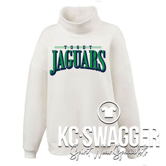 BSSHS TOSDT CREAM JAGUARS PENNANT OVERSIZED MOCKNECK FLEECE SWEATSHIRT