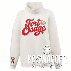 FOSD INDIANS CREAM PENNANT WOMEN'S OVERSIZED MOCKNECK FLEECE (ADULT ONLY)