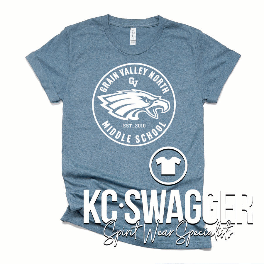 GVNMS EAGLES HEATHER BLUE LAGOON BELLA CANVAS TEE