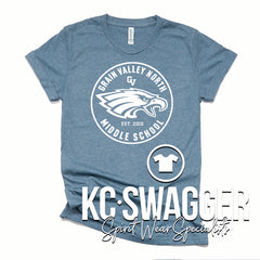 GVNMS EAGLES HEATHER BLUE LAGOON BELLA CANVAS TEE