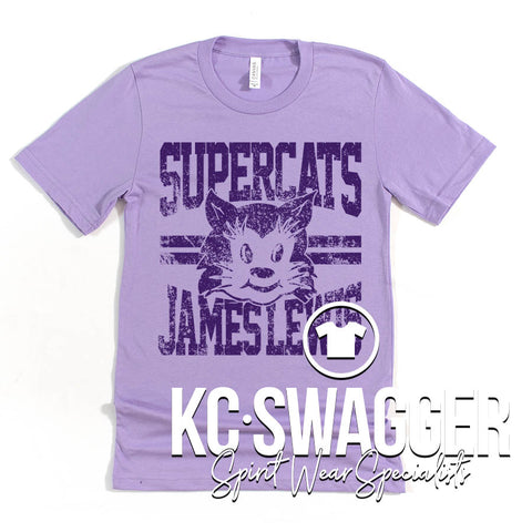 JLE SUPERCATS DARK LAVENDER BELLA CANVAS TEE