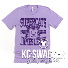 JLE SUPERCATS DARK LAVENDER BELLA CANVAS TEE