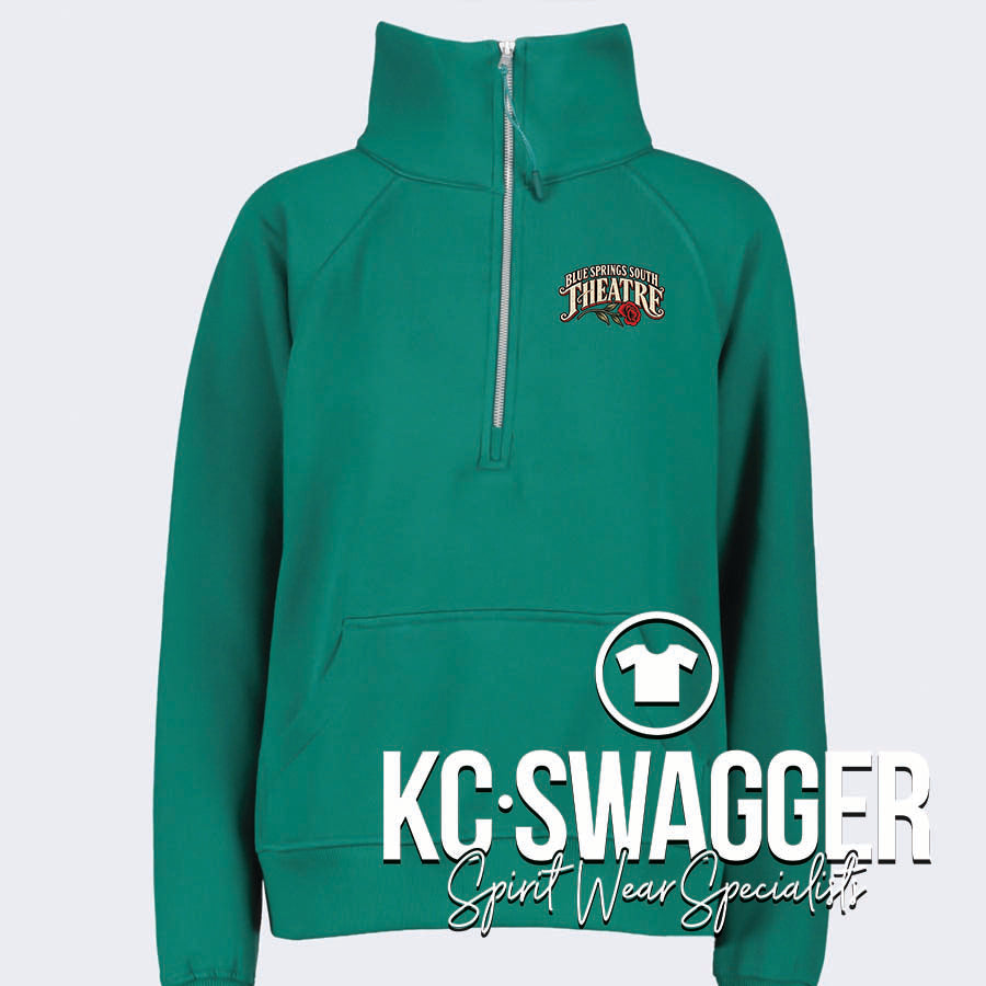BSSHS THEATRE ALPINE GREEN ENZA LADIES BOXY HALF ZIP FLEECE