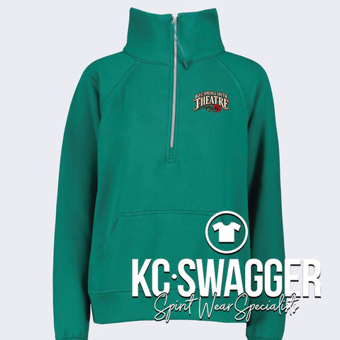 BSSHS THEATRE ALPINE GREEN ENZA LADIES BOXY HALF ZIP FLEECE