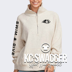 LSHS BOYS SWIM AND DIVE HEATHER OATMEAL ENZA LADIES HALF ZIP FLEECE