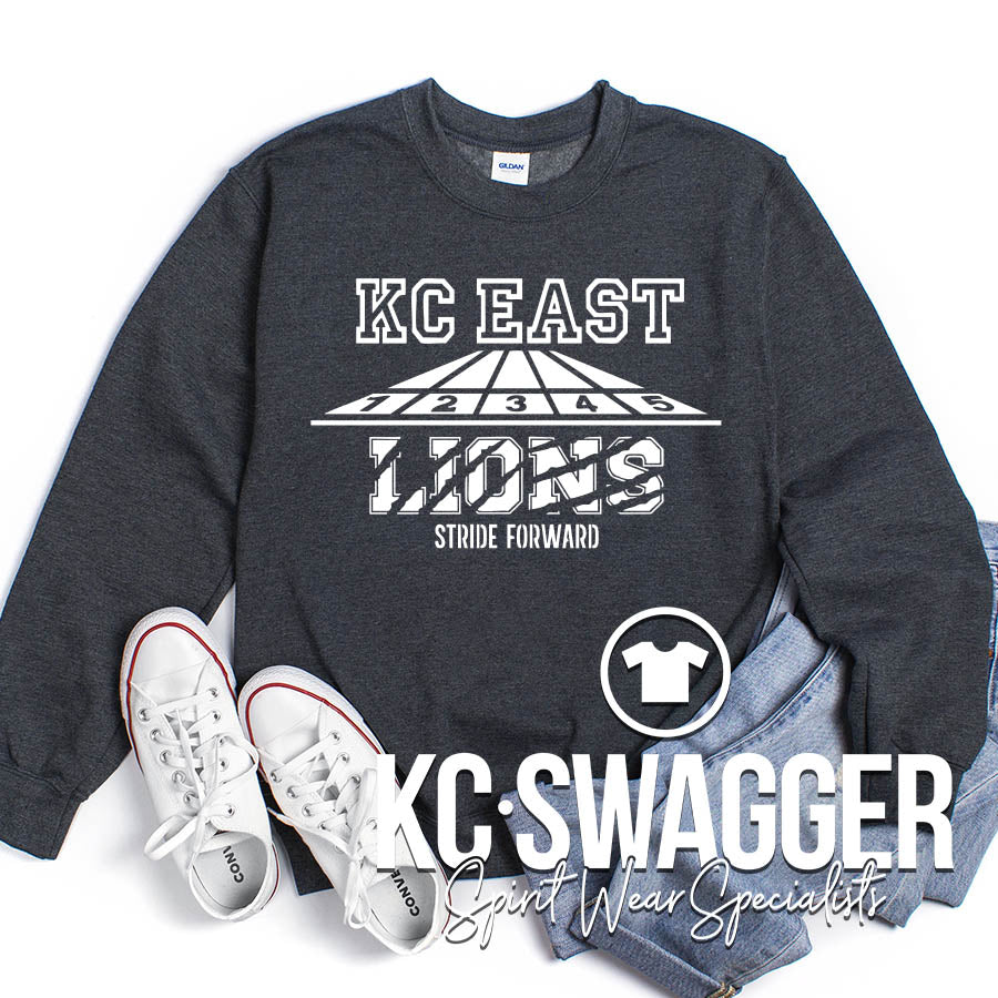 KC EAST LIONS CHARCOAL GILDAN SWEATSHIRT